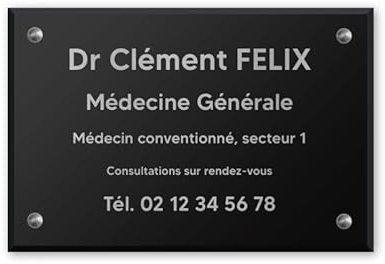 DECOHO - Professionelles Schild aus Plexiglas mit Befestigung – Format 30 x 20 cm – Schwarz Buchstaben Silber