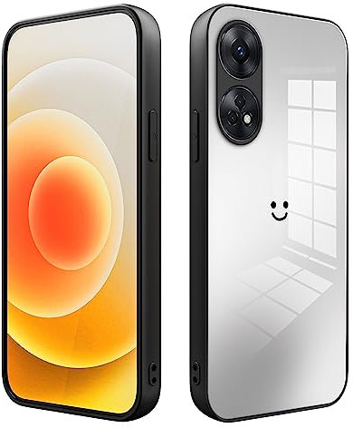 XINYEXIN Cover per Oppo Reno8 T/Reno 8T Case, Custodia Protettiva in Vetro a Gradiente, Custodia Telefono Antiurto e Antigraffio con Cornice in Morbido Silicone - Nero