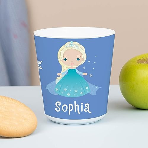 Wanapix | Bicchieri per Bambini | Bicchiere Personalizzato di Plastica Infrangibile | Ritorno a scuola/asilo | Senza BPA | Tazza per Bambini | 235ml | Principessa di Ghiaccio