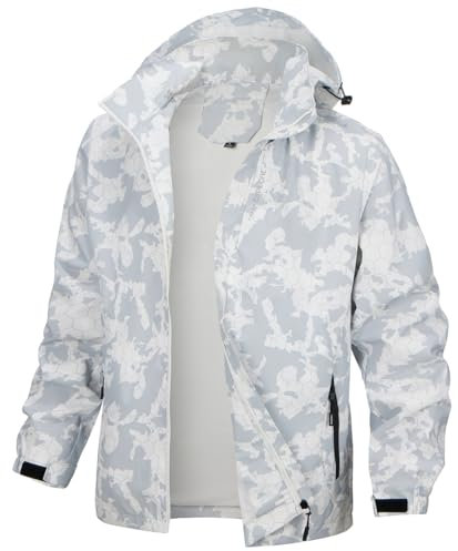 PADOLA Herren Jacke Herren Übergangsjacke Wasserdichte Regenjacke Windbreaker Windjacke Camouflage Softshelljacke Bomberjacke leichte Sommerjacke (6255 Weiß XL)