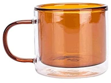 ANIIC Coffee Mug Ceramic Double Walled Glass Coffee Mugs Glass Tea Cups Insulated Coffee Mug with Handle Multifunctional Coffee Mugs with Handles (Color : Bruin)