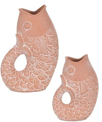Set mit 2 Vasen für Fische, Keramik, Höhe 30 cm (groß)