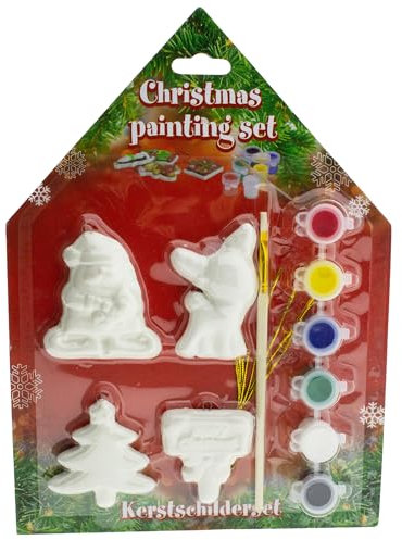 Annastore Baumhänger aus Keramik zum Bemalen/Motiv Rehe - Christbaumschmuck DIY Bastelset - Malset Weihnachten - Baumschmuck zum selbst Bemalen Farbe REH