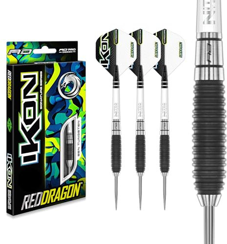 RED DRAGON Ikon 1.4 26 Gramm Professionelles Wolfram Steeltip Dart Set mit Flights und Schäften