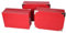 Lote de 3 cajas de almacenamiento grandes de cartón rojo con tapa, esquinas y asas de metal. Tamaño: 38 x 26,5 x 14, 40 x 28,5 x 15, 42 x 30 x 16 cm