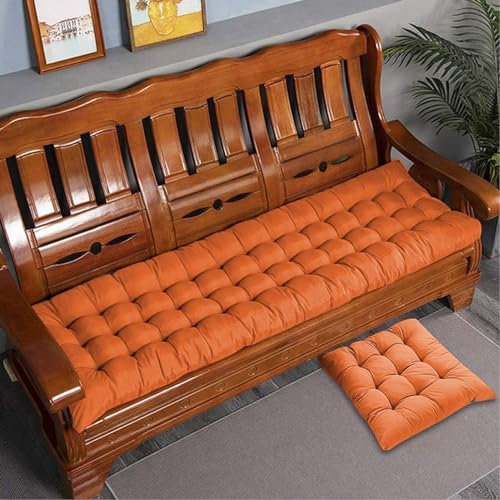 Rr tianshi Dickes Baumwoll-Bankkissen, 2-/3-Sitzer, Baumwoll-Sofa-Bank, Sitzkissen, langes Sitzkissen für Zuhause/Garten/Terrasse/Schaukel/Innenbereich (120 x 40 cm, Orange)