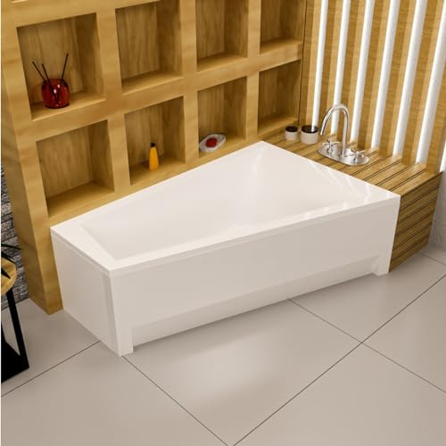 ECOLAM Badewanne RITA 160x100 RECHTS Trapezform Acrylschürze Ablauf Füße