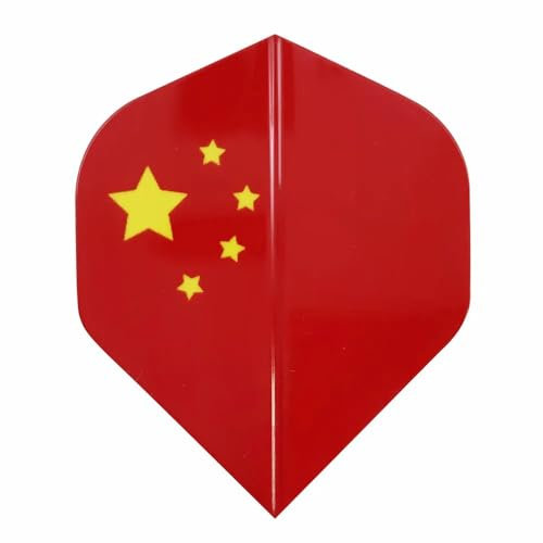 Dartfellas Chinese Flag 75 Micron Dart Flights, People's Republic of China Star Patriot Strong Durable for Steel & Soft Tip Darts (1 Set - 3 Flights)