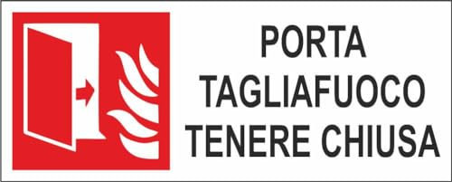 M-ITALY CARTELLO SEGNALETICO UNI - Porta tagliafuoco tenere chiusa - Adesivo Extra Resistente, Pannello in Forex, Pannello In Alluminio (30x12, Plastica)
