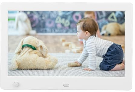 7,8 Zoll Digitaler Bilderrahmen mit Fernbedienung, 1080P HD LED-Bildschirm, Menschlicher Sensor, Digitaler Bilderrahmen, Unterstützt Foto/Video/Musik/Kalender (EU-Stecker)