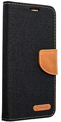 COFI 1453 Elegante Handy Hülle Canvas Buchholster kompatibel mit Samsung Galaxy S24 Ultra Schwarz