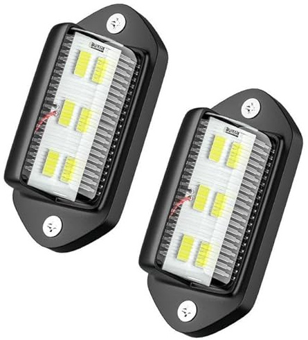 AiNinXun 2pcs Number Plate Lights 12V-24V DC Led Number Plate Light Waterproof Number Plate Lights Car Universal License Plate Light 6 Led Light Bulb License Plate Lamp Taillight for Truck Trailers RV