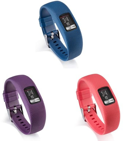 3 Stück Silikon Armband Kompatibel mit Garmin Vivofit 4, Mesh Wasserdicht Weiche Ersatzriemen, Weiches Silikon Ersatzarmband Sportarmband für Damen Herren, Dunkelblau/Lila/Rot