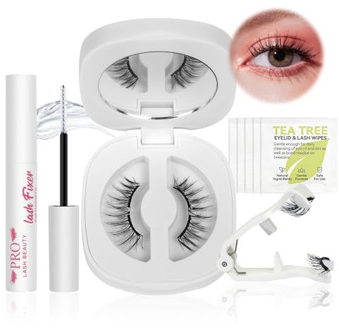 Soft Magnetic Lashes With Applicator,lash Fixer,Long Lasting and Reusable Natural Look No Glue Needed Soft Magnets False Eyelashes Waterproof(1Pair,Frisky)