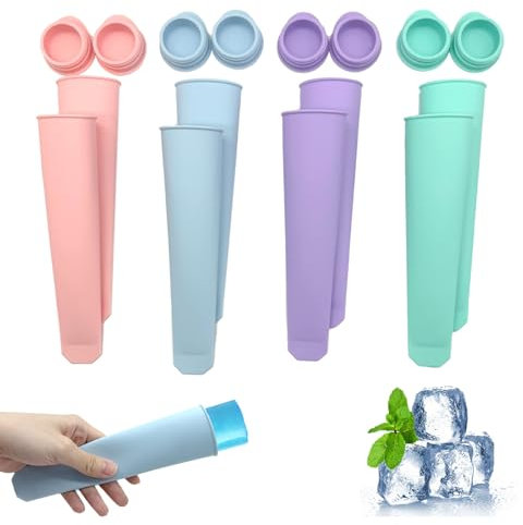 Vordpe Lot de 8 moules à glace en silicone, moules à glace réutilisables en silicone, moules à sucettes glacées en silicone, parfaits pour les enfants et les adultes.