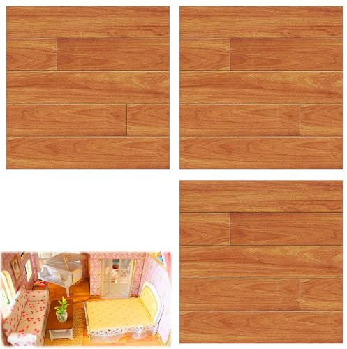 3 Sheets Dollhouse Wallpaper, Dollhouse Flooring, Dollhouse Floor, Dollhouse Wallpaper, Self-Adhesive, Stick Parquet, for Dollhouses Scale 1:12