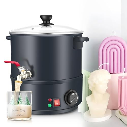 WEIWAN 6L Wachsschmelzgerät für Kerzenherstellung mit Ausgießer, 6L Kerzenschmelztiegel mit Antihaftbeschichtungstopf, Großer Wachsschmelztopf Kerzenherstellung Kit Kerzen Schmelztopf Edelstahl