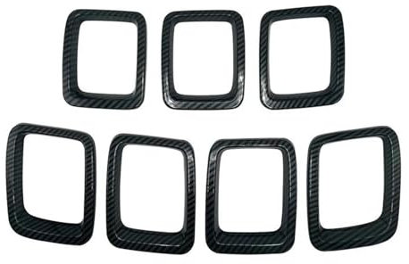 Frontale Racing Griglie Griglia Renale 7PCS Inserti Per Griglia Auto ABS Kit Copertura Telaio Griglia Anteriore Per Jeep Per Compass MP 2017-2018 2019 2020 Accessori Esterni(Aspetto in fibra di carbon