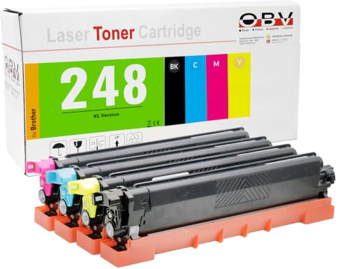 OBV TN-248 Toner 4er Set XL kompatibel für Brother, ca. 3.000/2.300 Seiten | Kompatibel mit DCP-L3515cdw, DCP-L3520cdw, DCP-L3520cdwe, DCP-L3527cdw, DCP-L3555cdw, mit Chip und Füllstandsanzeige