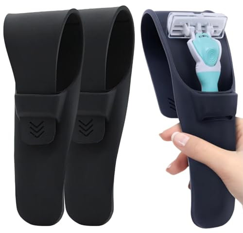 Reiseetui für Rasierer,2 Stück Rasierer Etui,Silikon-Rasierer-Schutzhülle,Tragbare Rasierer-schutzhülle,Rasierer-Schutzhülle,Rasierhobel Etui,schwarz