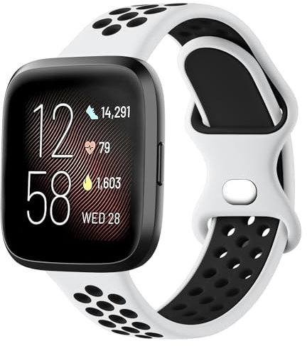 AK für Fitbit Versa 2 Armband/Fitbit Versa Armband/Fitbit Versa Lite Armband Damen Herren, Zweifarbiges Atmungsaktives Uhrenarmband Sport Silikon Ersatzarmbänder für Fitbit Versa 2/Fitbit Versa