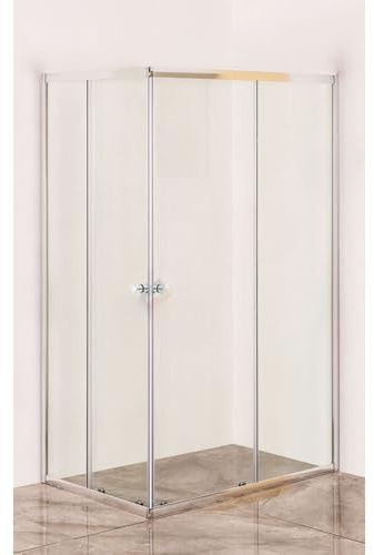 Box Doccia 70x120x185CM in Cristallo Due Porte Acqua Marina - Design Elegante e Funzionale, Telaio in Alluminio Cromato, Apertura Scorrevole con Rulli Ottonati e Pomelli in Plastica