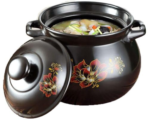 Olla cocinar, cazuela cerámica con Tapa, Olla Caliente Resistente al Calor, ollas Barro, Olla cerámica China, Olla estofado, Olla cocinar, Olla Barro Resistente al Calor la Cocina del hogar