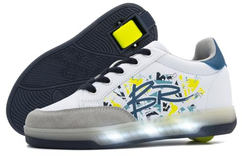 Breezy Rollers Schuhe mit Rollen LED für Kinder I LED Schuhe mit Rollen I Straßen-Schuhe zu Rollschuh in wenigen Sek. I Patentiertes klick-System I Leuchtende Schuhe mit Rollen für Mädchen & Jungen