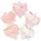 FZSECRIU Lätzchen Baby Muslin, Dreieckstuch Baby, Halstuch Baby, Spucktücher Musselin, Mulltücher für Zahnen und Sabbern (5, Rosa und Weiß)