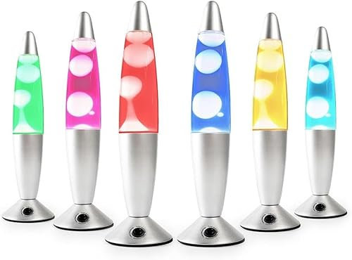 Lavalampe Mehrfarbig LED – Lampe mit flüssigem Uhrwerk in Form einer Rakete – robustes Glas – Aluminium – Nachtlicht LED weißes Wachs – konstanter Lavastrom – LED-Beleuchtung 7 alternative Farben