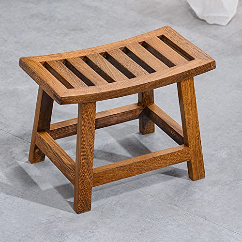 Sedia da bagno in legno per anziani antiscivolo design curvo sgabello doccia 39x19x25 cm