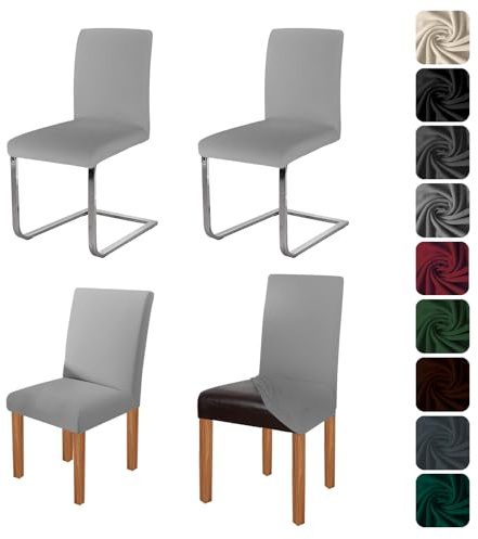 jabeick Elastische Stuhlhussen 4er Set Stuhlbezug Stretch Hussen (Hellgrau) | Abnehmbarer Waschbarer Stuhlbezüge Stühle Schutz für Esszimmer Küche Restaurant Hotel Bankett Hochzeit