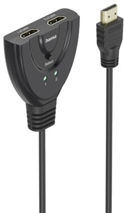 Hama | Conmutador HDMI 4K 2x1 (2 entradas a 1 Salida, con Interruptor) Negro