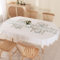 SUCHDECO Tischdecke Oval Beige Tischdecken Baumwolle Leinen mit Grün Sticken Blätter & Quaste Tischtuch Küchentischdecke Tischwäsche Gartentischdecke für Geburtstag Party Hochzeit, 140x180 cm