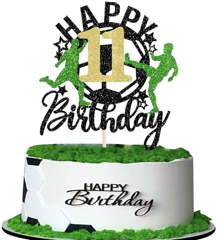 1 Stück Fußball Happy 11th Birthday Tortendeko Sport Fußball Kuchen Deko Alles Gute zum Geburtstag Cake Topper für Soccer Thema Kinder 11 Jahre alt Geburtstag Party Kuchen Dekorationen