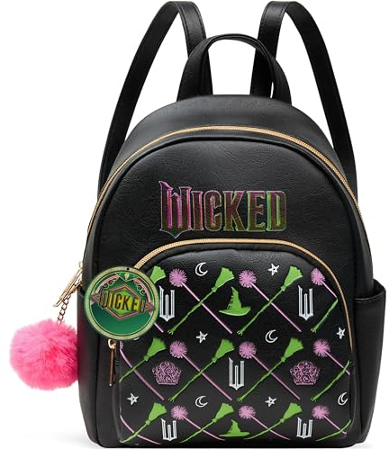 Wicked Rucksack Damen Klein Kunstleder Tagesrucksack im Elphaba Glinda Stil City Bag Geschenke für Frauen und Teenager