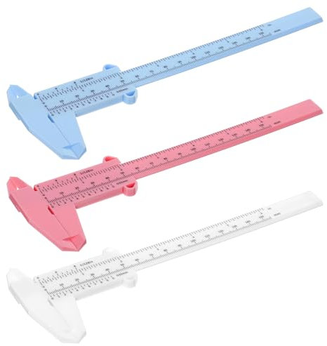 3 pinzas Vernier de 150 mm, mini calibrador de plástico, regla de doble escala, herramienta de medición, color blanco, azul y rosa