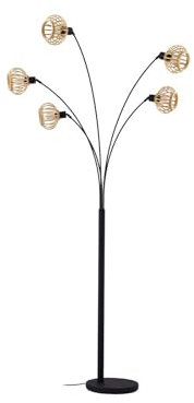 Lindby lampadaire bois Lielle (rural) en bois clair en bambou, entre autres, pour salon/salle à manger - lampadaire en bois, lampadaire