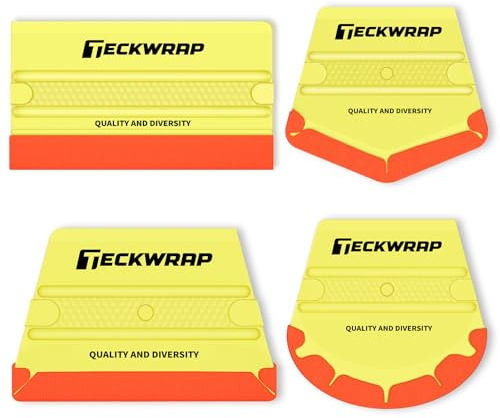 TECKWRAP Felt Edge Squeegee for Vinyl Wrap, Car Wrap, PPF, Decal & Window Tint, Professional Scratch-Free Squeegee Tools, 4PCS 40A Soft Yellow