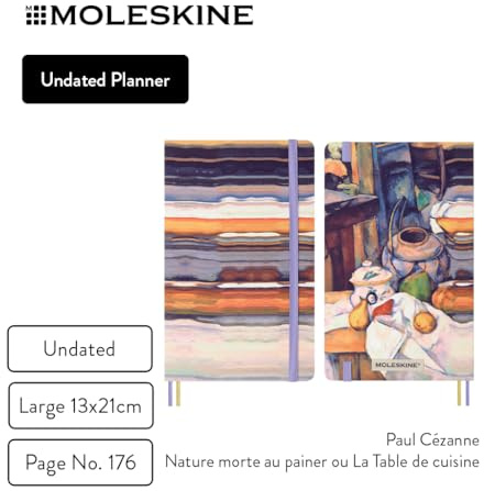 Moleskine 12 Monate undatierter Wochen-Notizkalender Impressionismus, L/A5, 1 Wo = 1 Seite, fester Einband