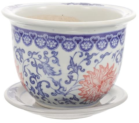 Toyvian 1 Ensemble Pot de Fleurs Céramique Plateau Contenant Décoratif pour Plantes pour Intérieur Extérieur Design de Parfait pour Cactus