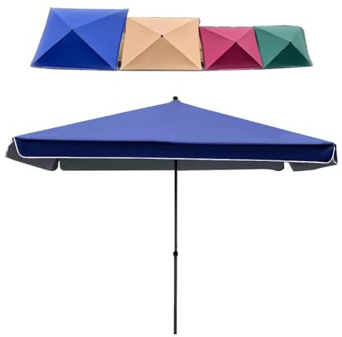 IMUNKT 300x300cm Paraguas De Mercado Cuadrado Sombrilla De Jardín Grande Sombrilla Terraza Altura Ajustable Protección UV para Piscina, Balcón, Patio(Blue,2.2x2.8m/7x9ft)