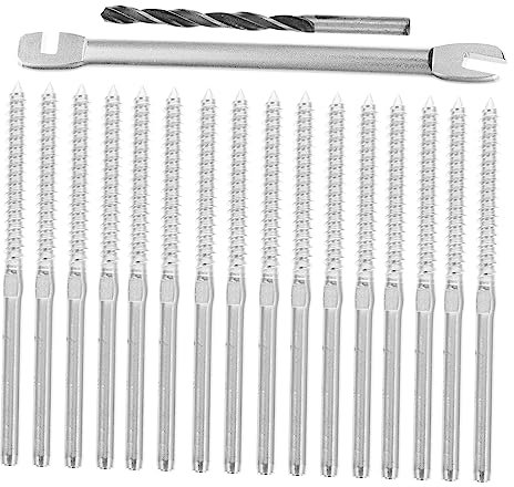 NUOBESTY Kit Câble Garde-corps Escalier Inox Pouce Vis Tirefond Anti- Système Pour Terrasse Intérieur Extérieur Lot