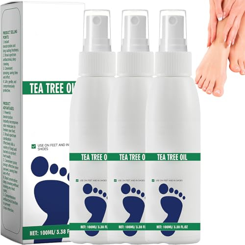Foot Spray with Tea Tree Oil, Odor Control Foot Mist for Smelly Feet and Moisture-Prone Skin, Deodorant Spray for Shoes and Socks, Sweat Remover for Feet, Shoe Freshener for Daily Hygiene 100ml (3pcs)