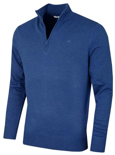 Calvin Klein Mens Campus 1/2 Zip Sweater - Atlantic Blue - XXXXL