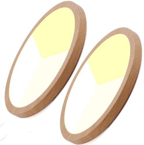 Alpinaluz Pack 2 Plafones LED Efecto Madera 24W Ø300mm – Downlight LED Empotrable o Superficie, Ultra Fino 17mm, 2400lm, CCT 3000K/4000K/6000K, Corte Ø65–270mm, IP44