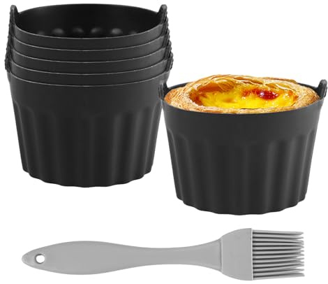 6 Stück Muffinform Silikon Airfryer, Muffinförmchen Heißluftfritteuse, Airfryer Backform Eier U. Muffin, Wiederverwendbare Silikonform HeißLuftfritteuse Eierform, für Cupcakes Mini Quiches Fingerfood