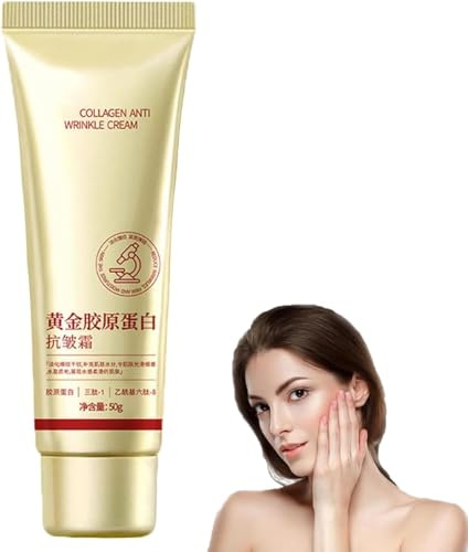 Crema antirughe Gold And Collagen, crema viso idratante anti-età al collagene e rassodante, riduce rughe e linee sottili, idratazione profonda e rassodante a lunga durata