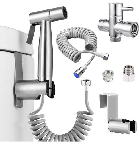 Handheld Bidet Sprayer Kit für Toilette,Badezimmer Bidet Sprayer mit 3-Wege-Ventil,Ein Set Handheld Bidet Sprayer mit 59 ABS Flexible Teleskop Dusche Schlauch für Windelreinigung,Haustier Baden,Weibl