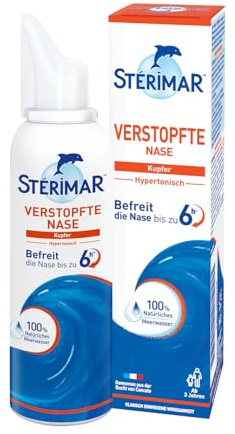 Stérimar Meerwasser Nasenspray, 100 Prozent natürliches Meerwasser, 2 in 1 Spray und Spülung, geeignet für Erwachsene und Kinder, 50ml, 150 Sprühstöße
